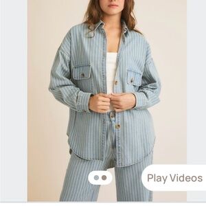 Blue Striped Button-Up Shacket
